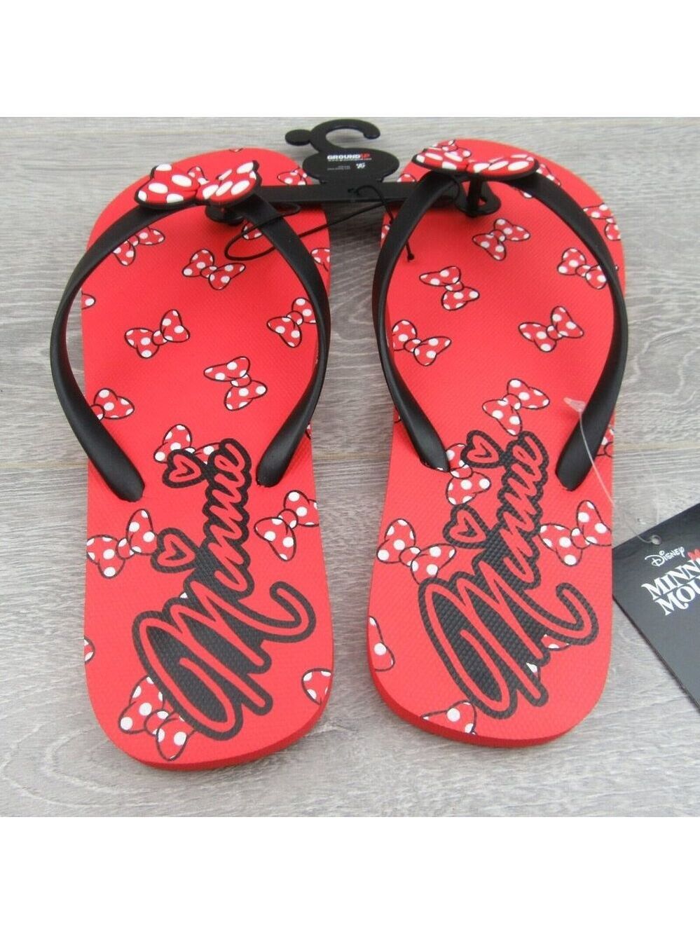 Disney Minnie Mouse Sandal Flip Flops Red White Polka Bow Tie Women's Size 8 NEW - Picture 7 of 11